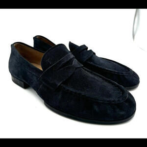 Tod's Penny Loafer Suede Dark Blue Size 7.5 UK, 8.5 US